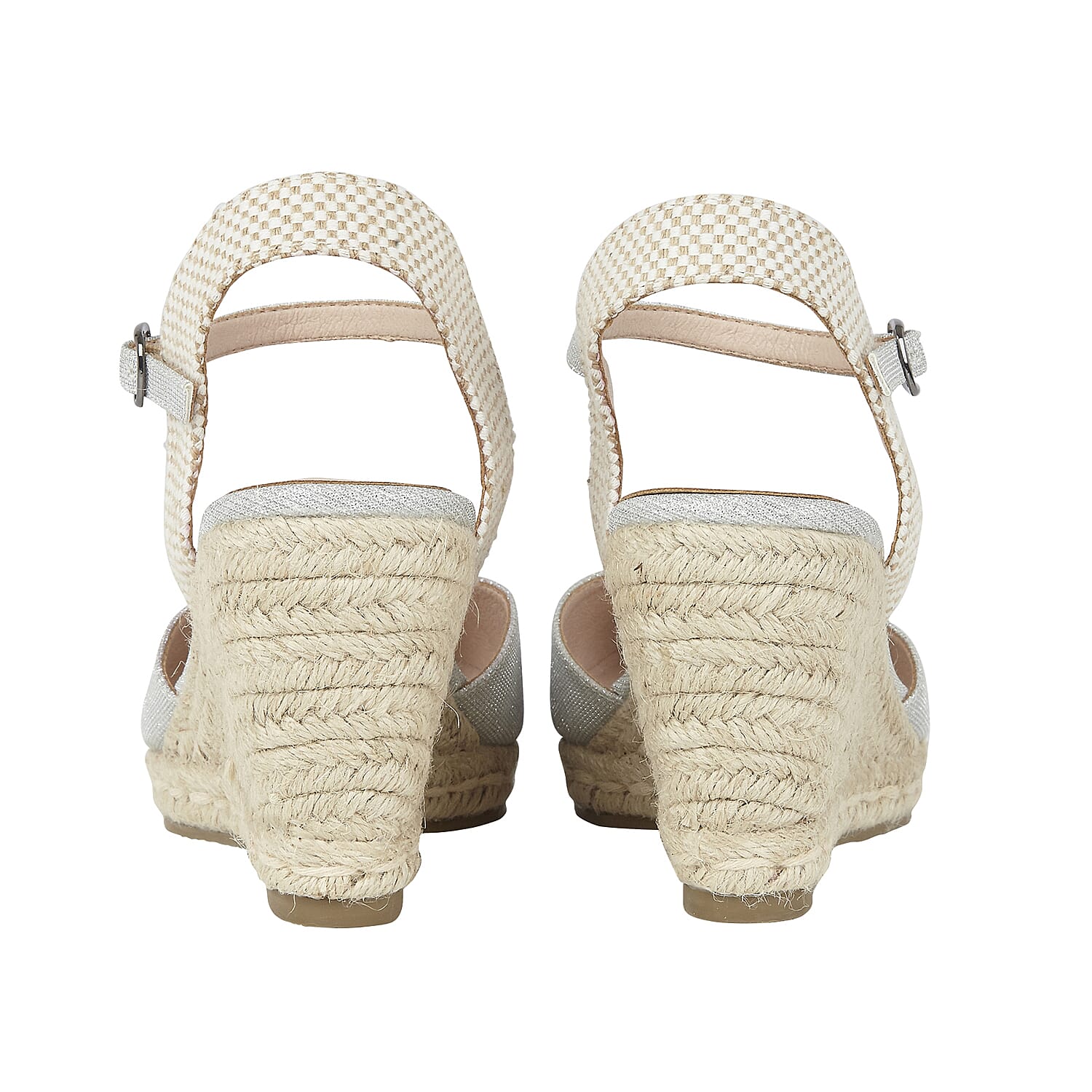 Lotus Silver Shimmer Textile Maira Wedge Shoes (Size 4)