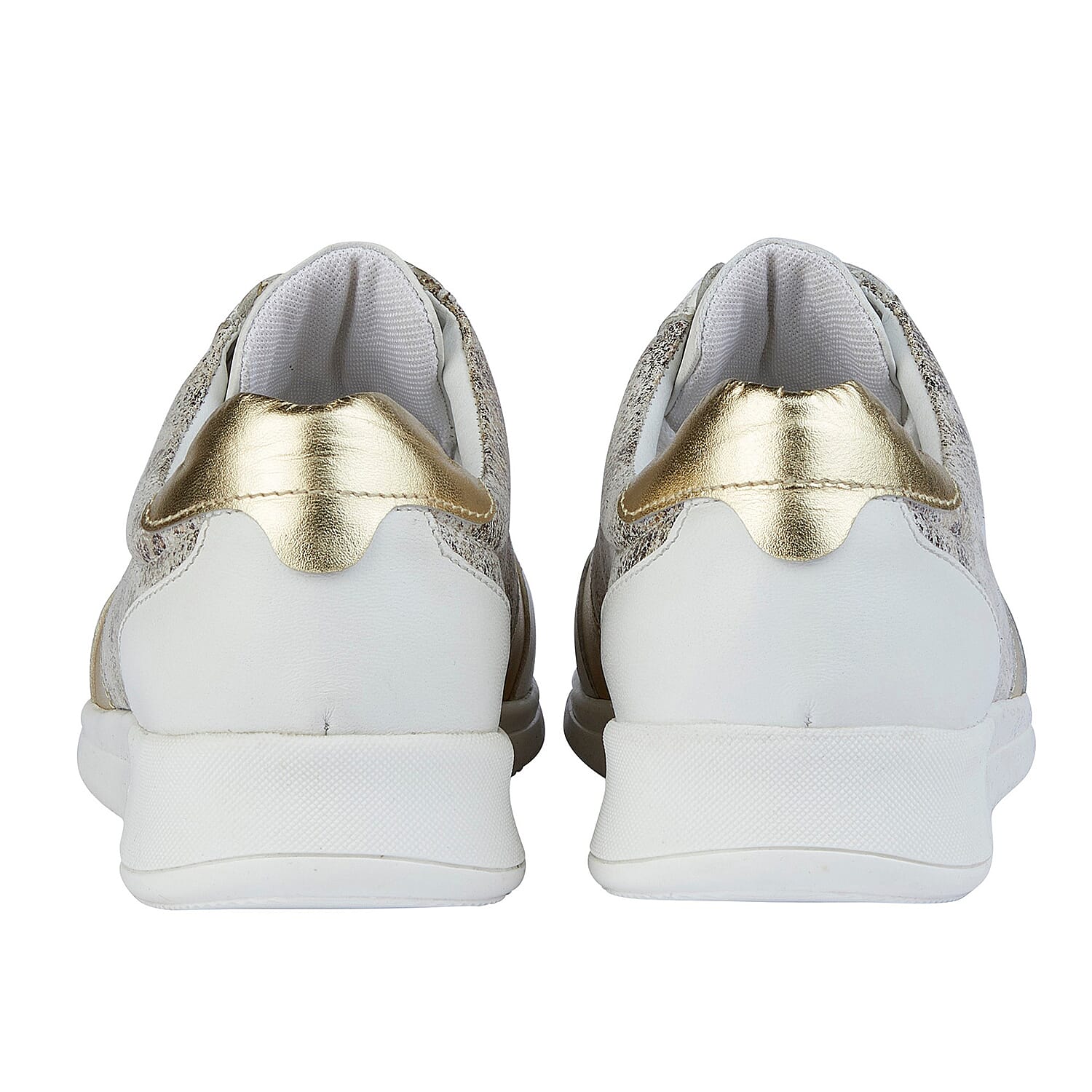 Lotus White & Leopard-Print Leather Florence Lace-Up Trainers