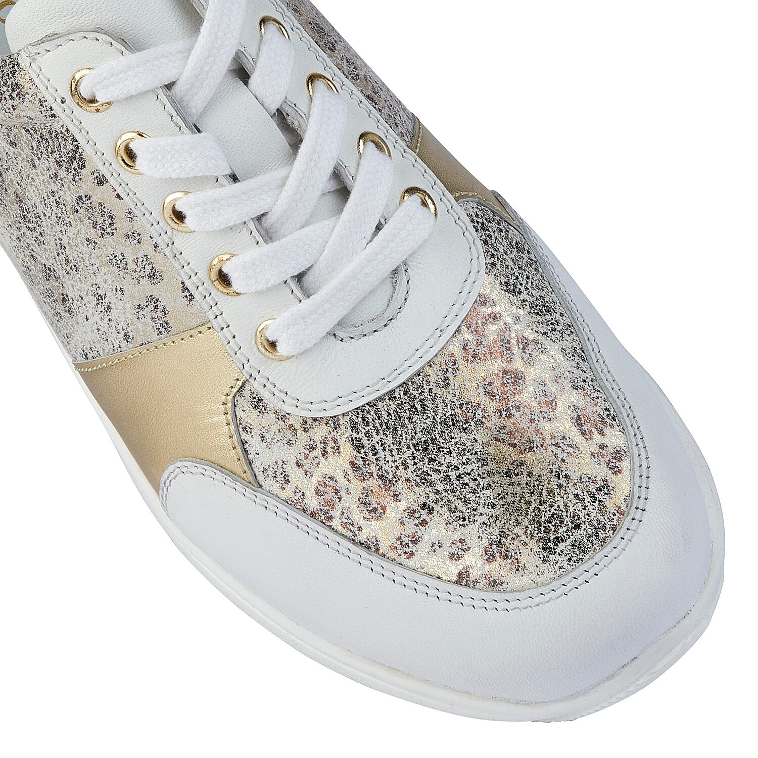 Lotus White & Leopard-Print Leather Florence Lace-Up Trainers