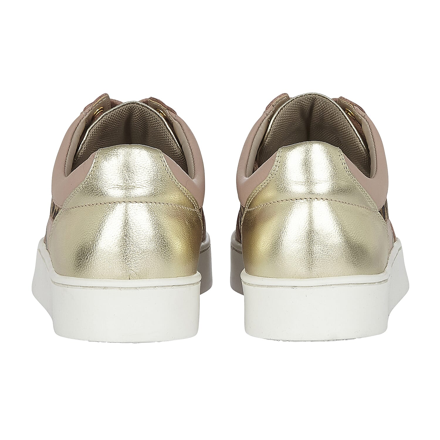 Lotus Pink & Leopard-Print Leather Venice Lace-Up Trainers (Size 3)