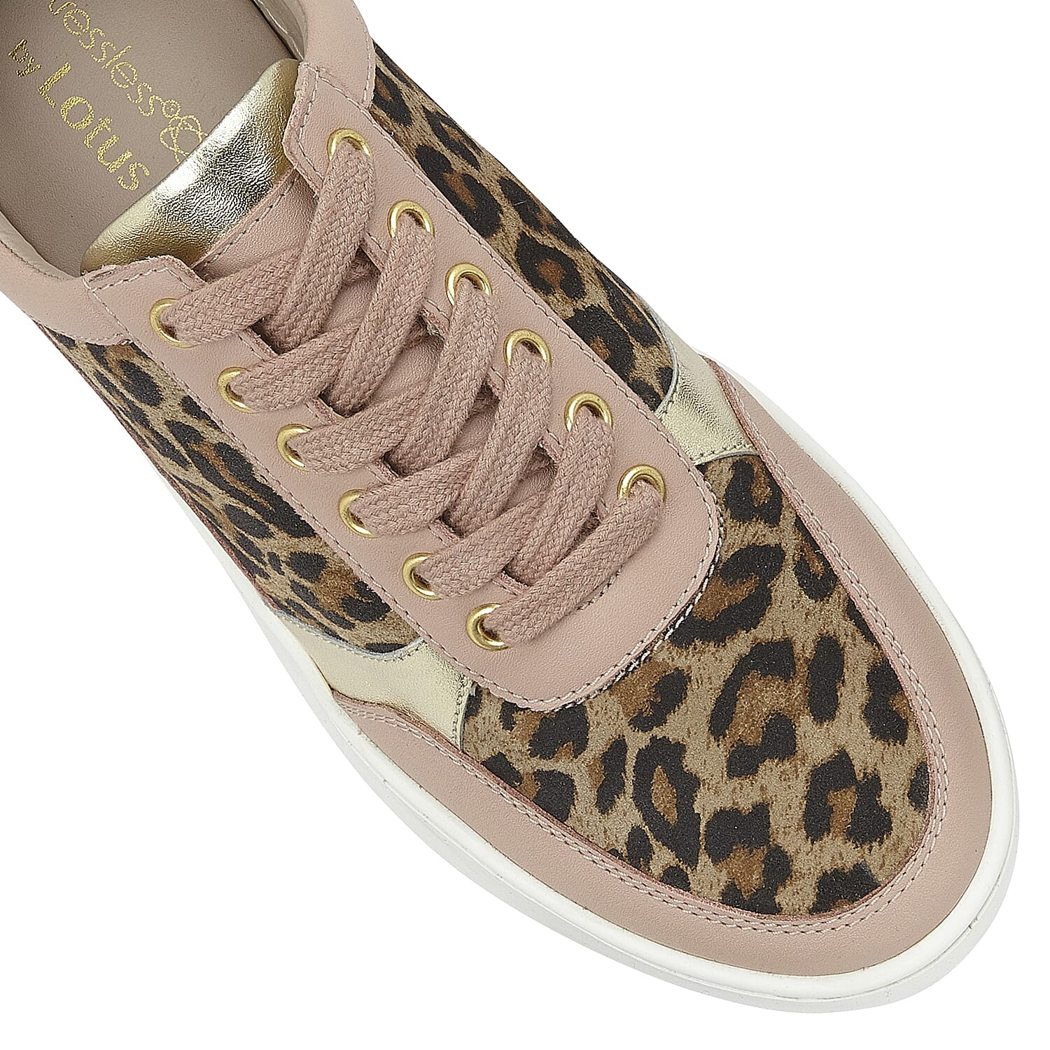 Lotus Pink & Leopard-Print Leather Venice Lace-Up Trainers (Size 3)