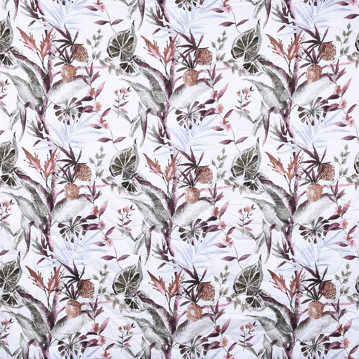 6 Piece Set - Floral Pattern Comforter, Fitted Sheet, 2 Pillow Case and 2 Envelope Pillow Case (Size Double) - Pink, White, Mauve and Multi