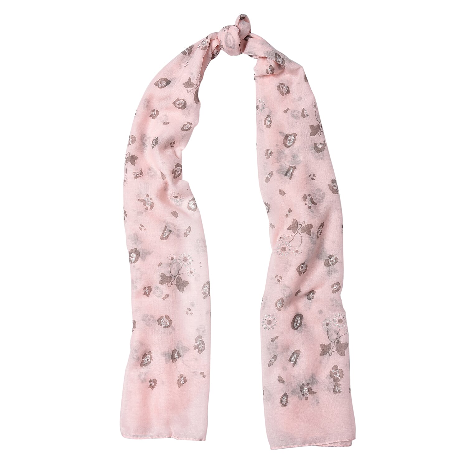 Light Peach Colour Butterfly and Flower Pattern Scarf (Size 180x70 Cm)