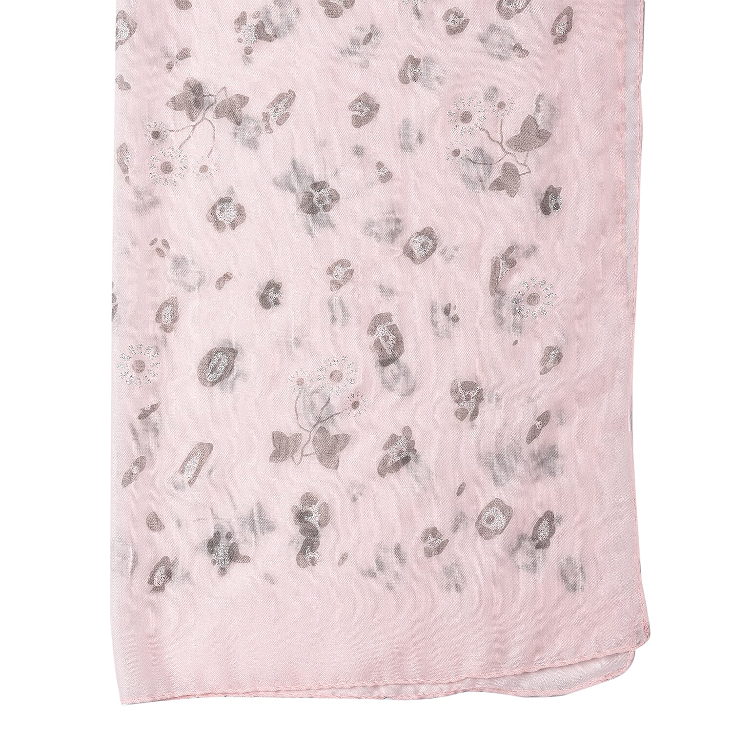 Light Peach Colour Butterfly and Flower Pattern Scarf (Size 180x70 Cm)