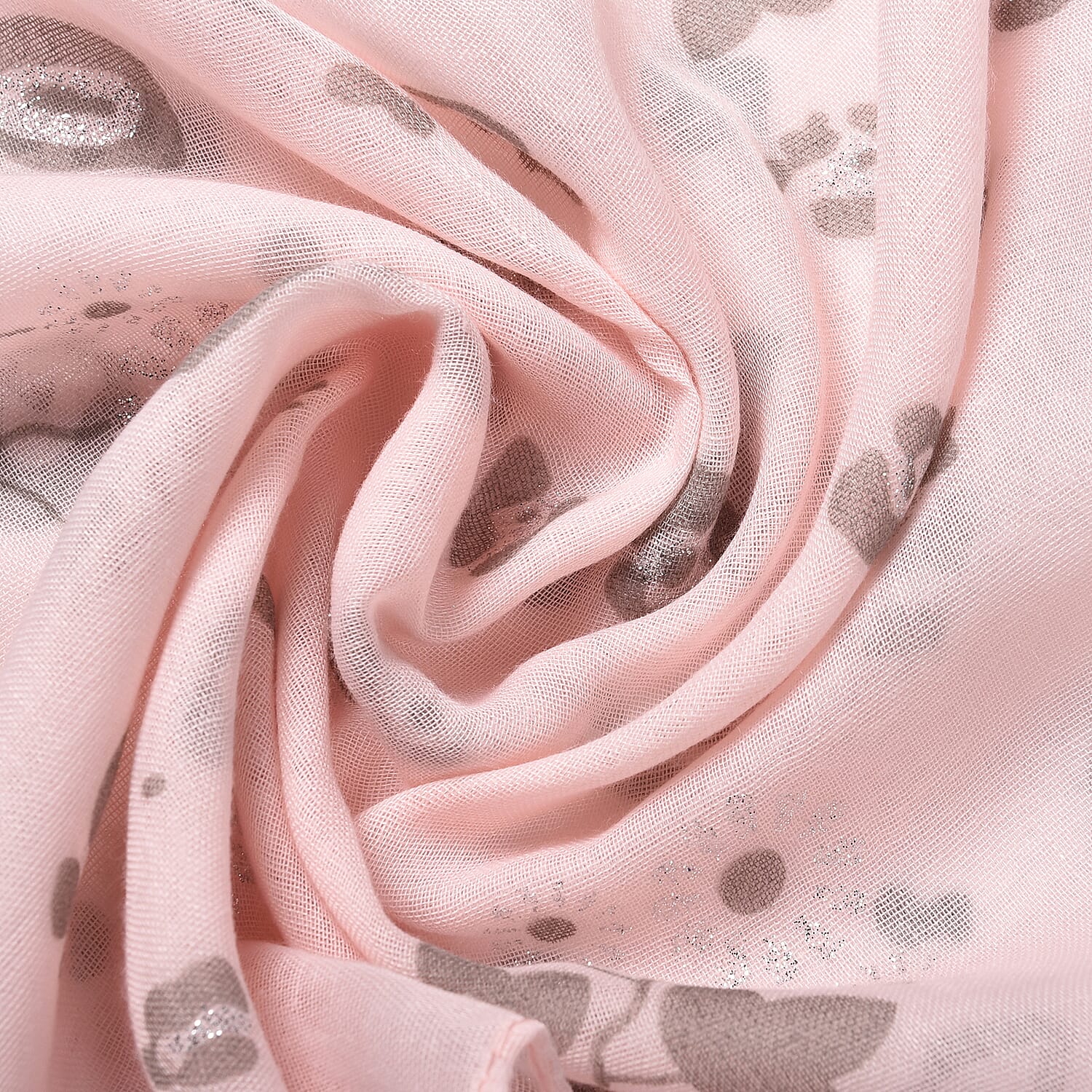 Light Peach Colour Butterfly and Flower Pattern Scarf (Size 180x70 Cm)