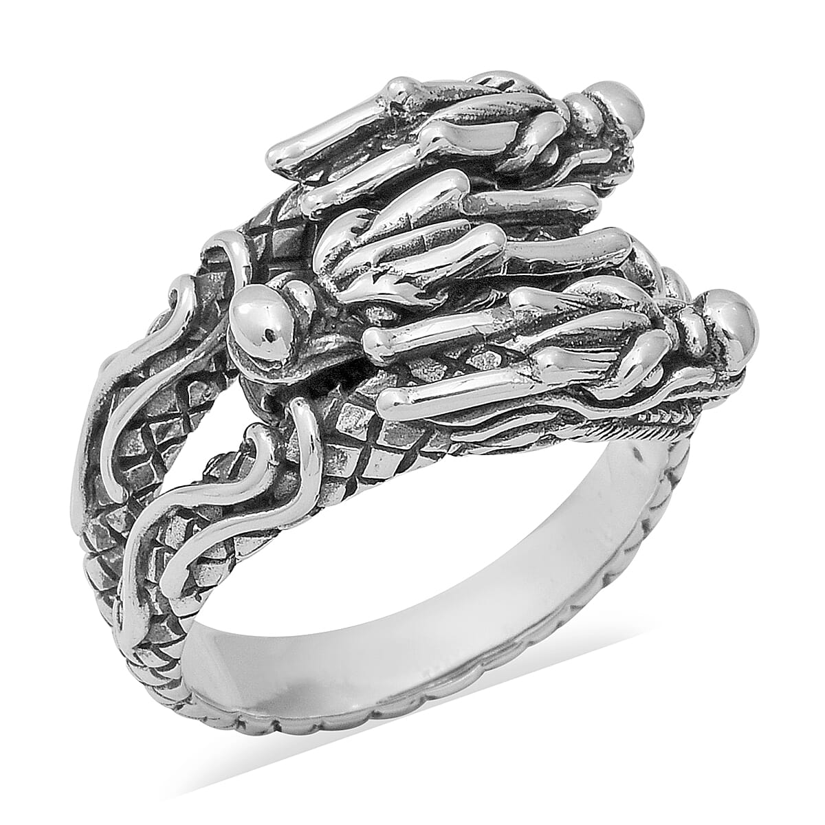 One Time Deal- Sterling Silver Dragon Ring, Silver wt 10.46 Gms
