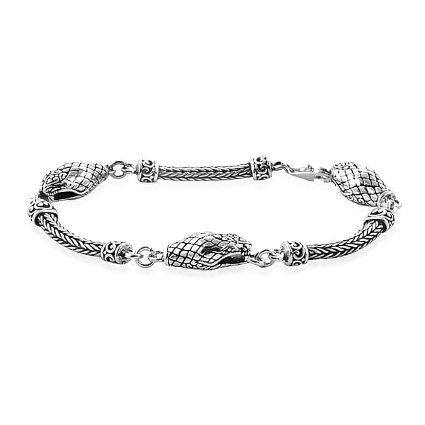 Men's Sterling Silver Bracelet with Snake Chains - Serene Leader