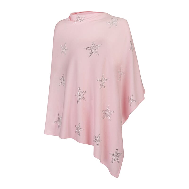 Kris Ana Star Poncho One Size (8-20) - Soft Pink