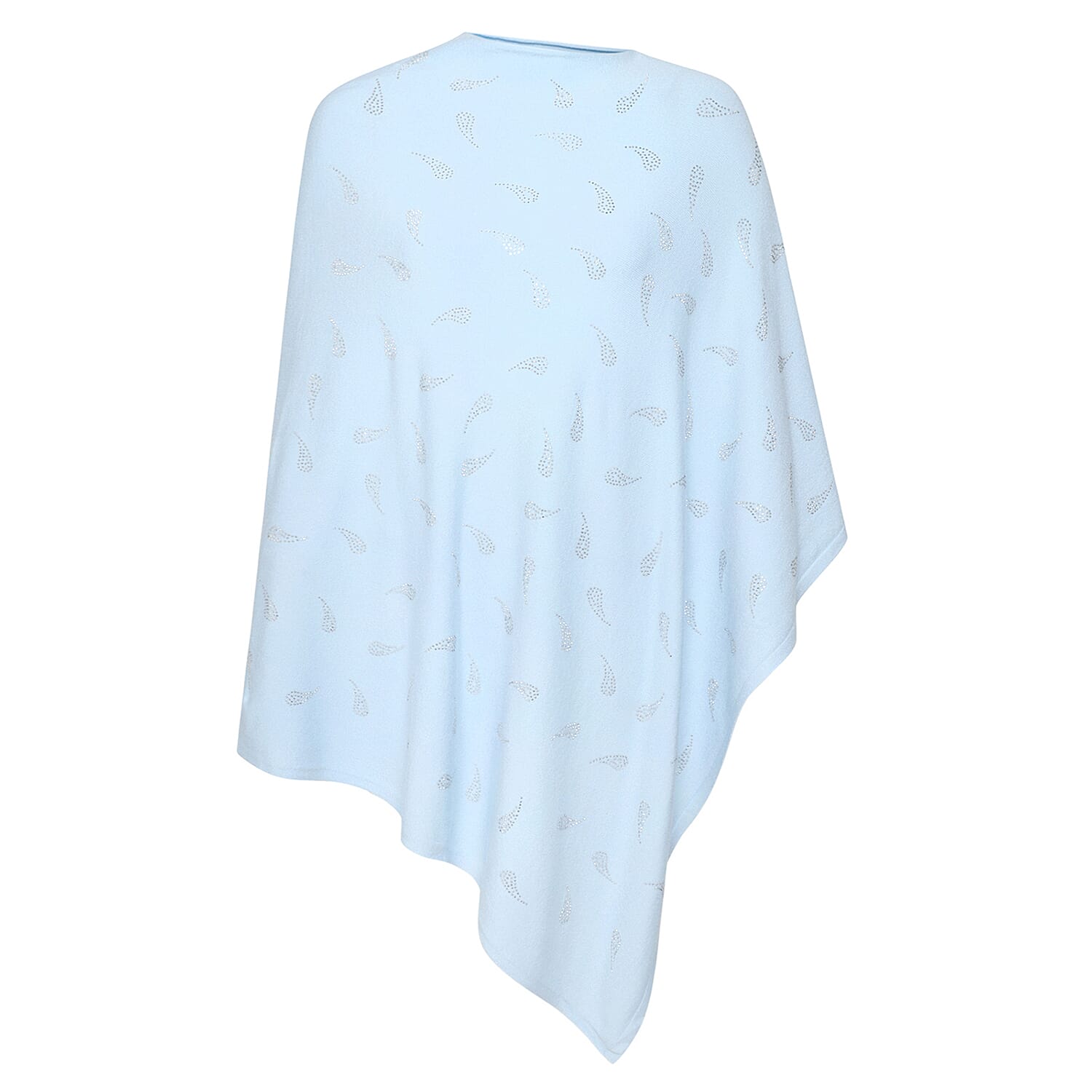 Kris Ana Paisley Scatter Poncho One Size (8-20) - Baby Blue