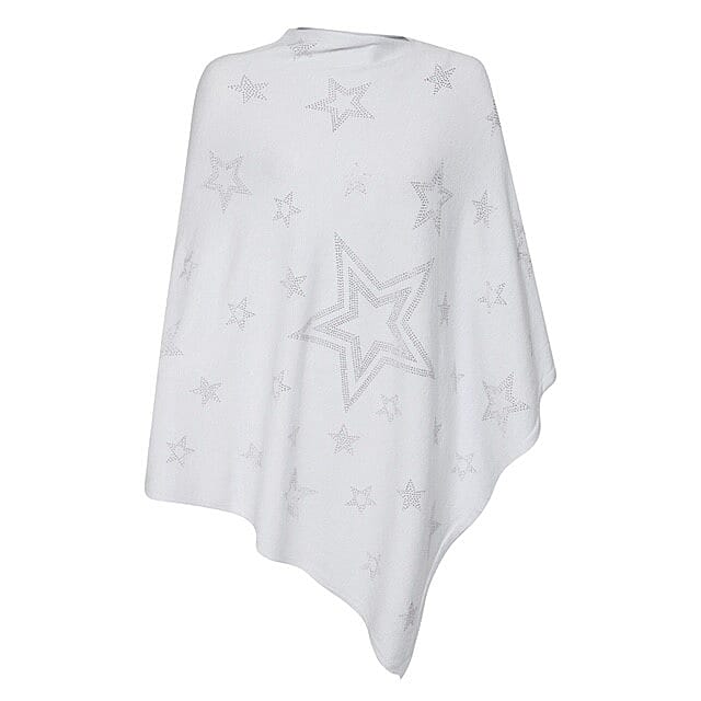Kris Ana Multi Star Poncho One Size (8-20) - Light Grey
