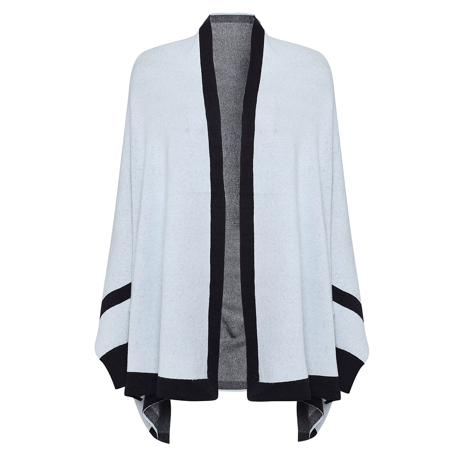 Kris Ana Coloured Border Cardigan One Size (8-20); L=70 Cm - Ice Blue and Navy