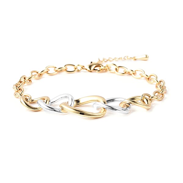 Link Adjustable Bracelet in Silver and Gold Tone Size 8 Inch 3582340