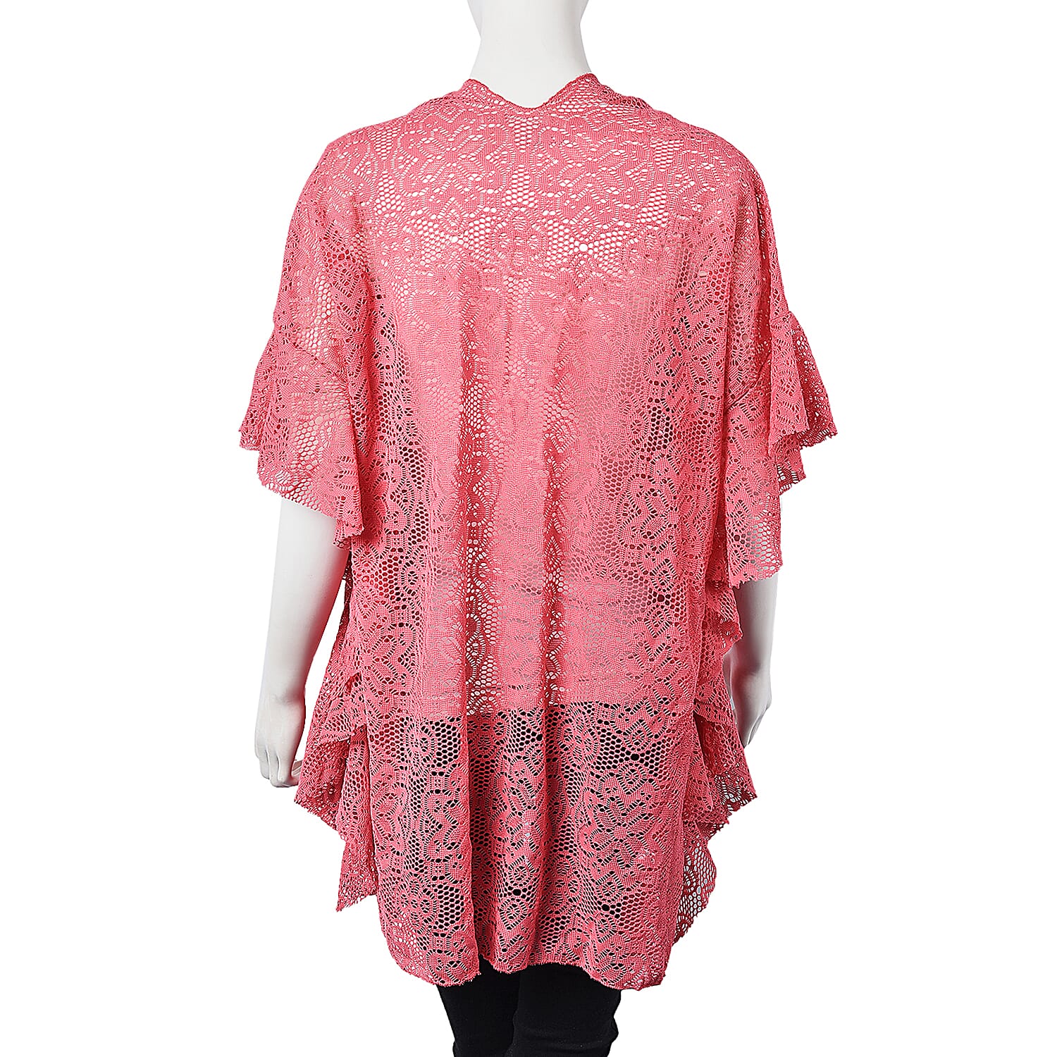 Pink Colour Floral Lace Kimono (Size 70x75 Cm)