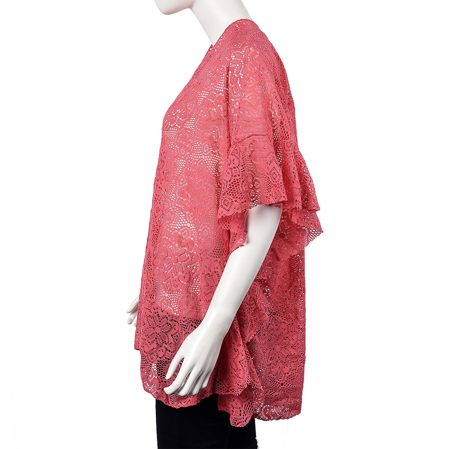 Pink Colour Floral Lace Kimono (Size 70x75 Cm)
