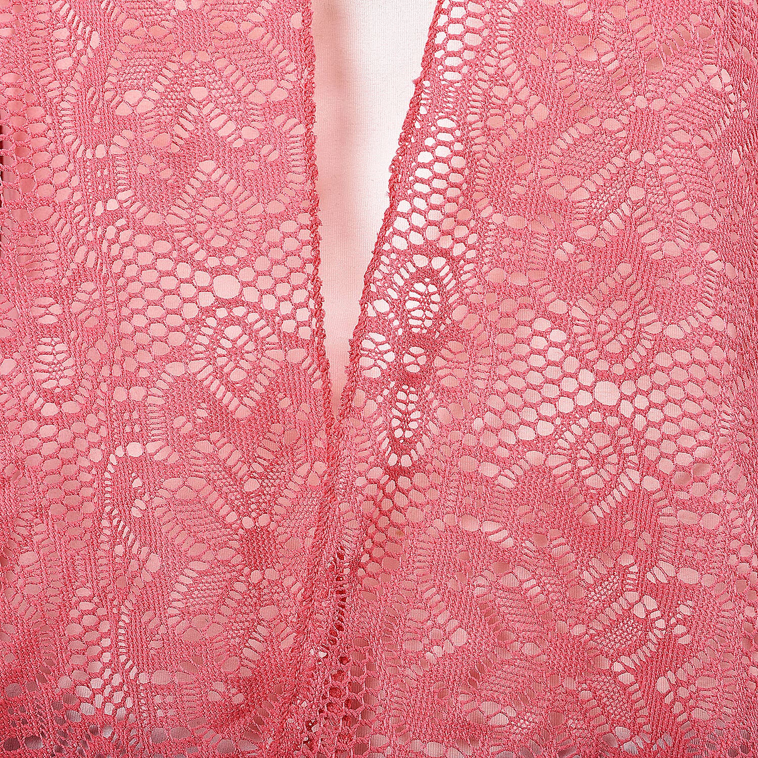 Pink Colour Floral Lace Kimono (Size 70x75 Cm)