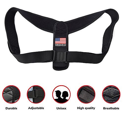 Posture Corrector with Adjustable Strap Size 51x23 Cm Black