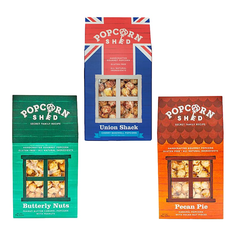 POPCORN SHED: 3-shed Gourmet Popcorn Selection Pack (Nut Selection)
