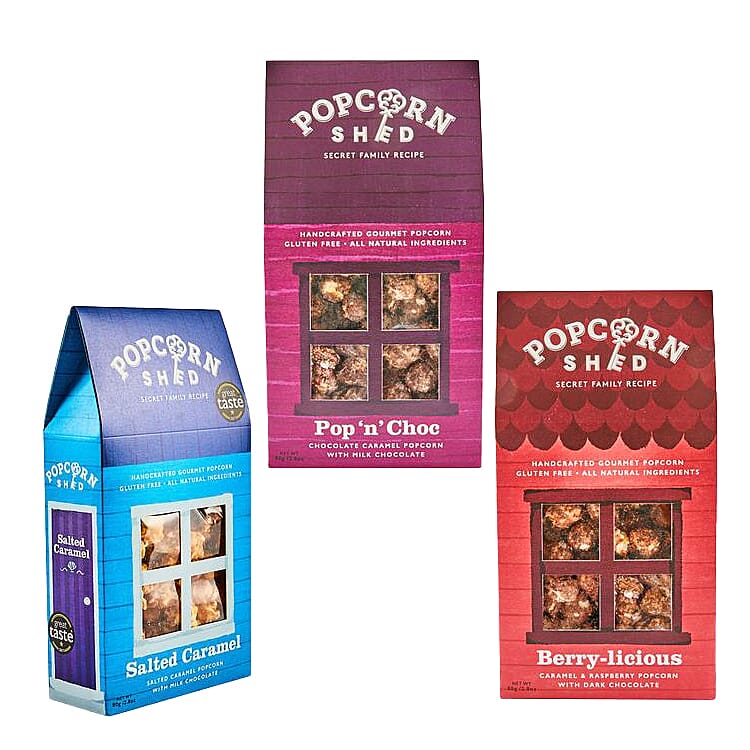 POPCORN SHED: 3-shed Gourmet Popcorn Selection Pack (Chocolate Selection)