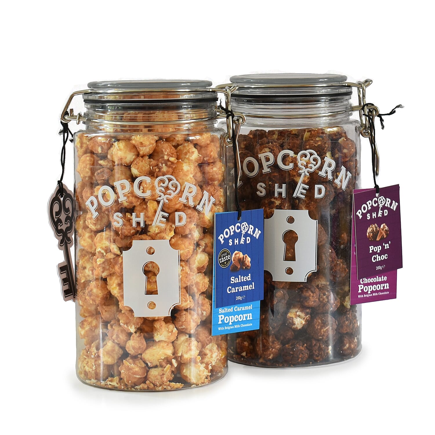 POPCORN SHED: Gourmet Popcorn Gift Jar Set of 2 (1 x Salted Caramel Gift Jar 1 x Pop N Choc Gift Jar)