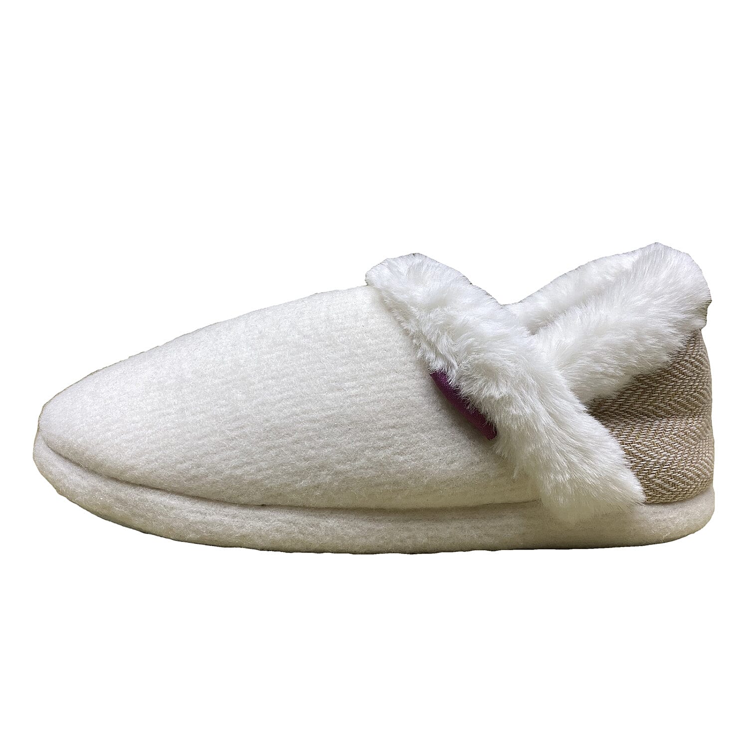 Dunlop Fleece Lined Collared Full Slippers (Size 3) - Beige