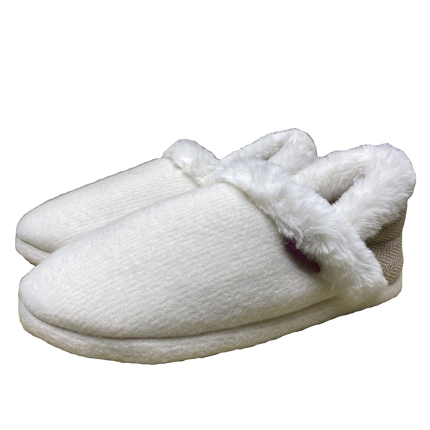Dunlop Fleece Lined Collared Full Slippers (Size 3) - Beige