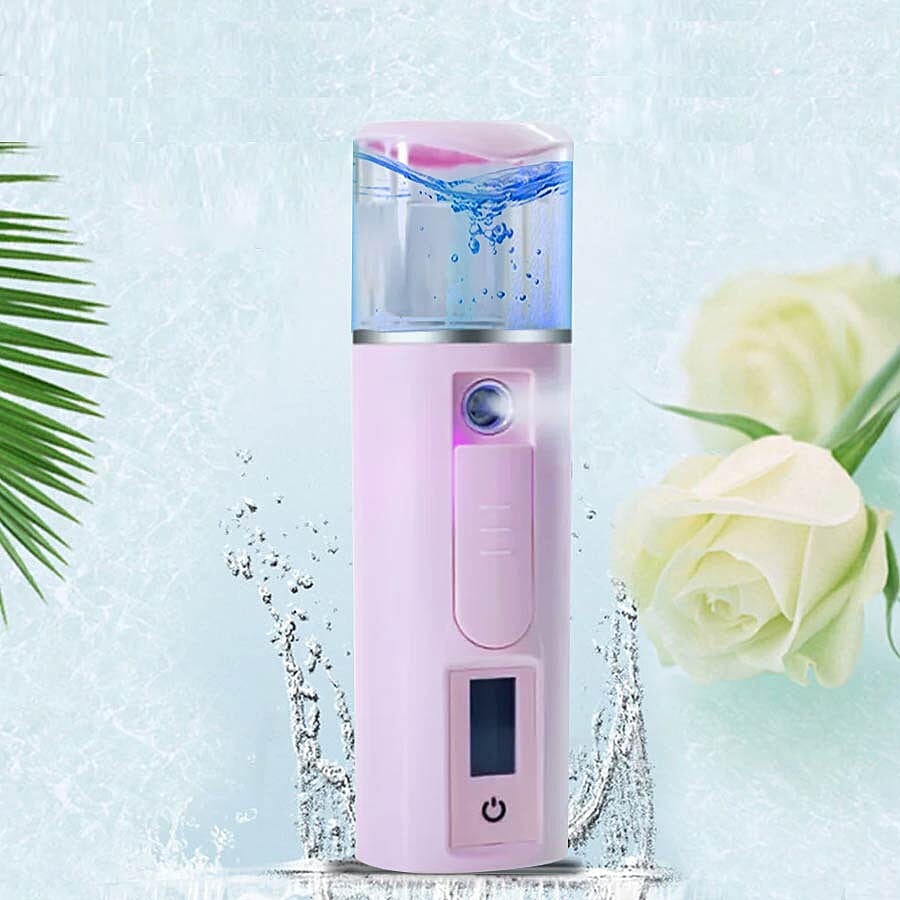 3 in 1 Nano Mist Sprayer Moisture Tester with USB Mobile Charging Bank - Pink
