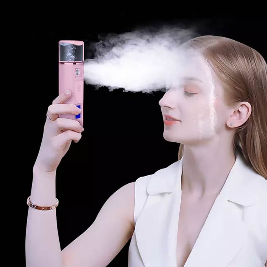 3 in 1 Nano Mist Sprayer Moisture Tester with USB Mobile Charging Bank - Pink