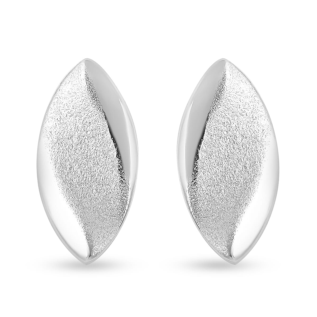 Silver with Rose Finish 49X19.4mm Wood Texture Sparkle Sandblasted Fancy Oval high quality Leverback Earring