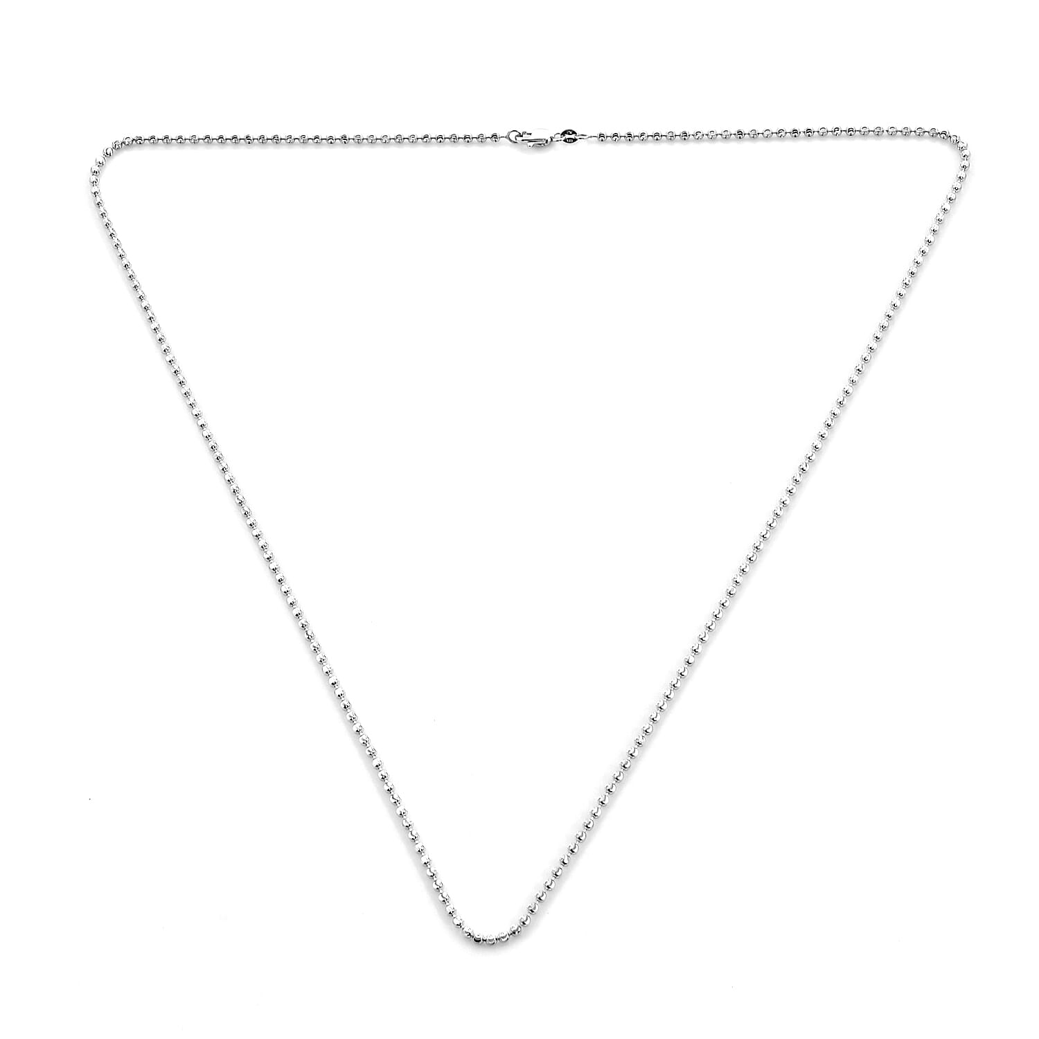 Royal Bali Collection - 9K White Gold Diamond Cut Ball Chain (Size 18), Gold wt 8.30 Gms