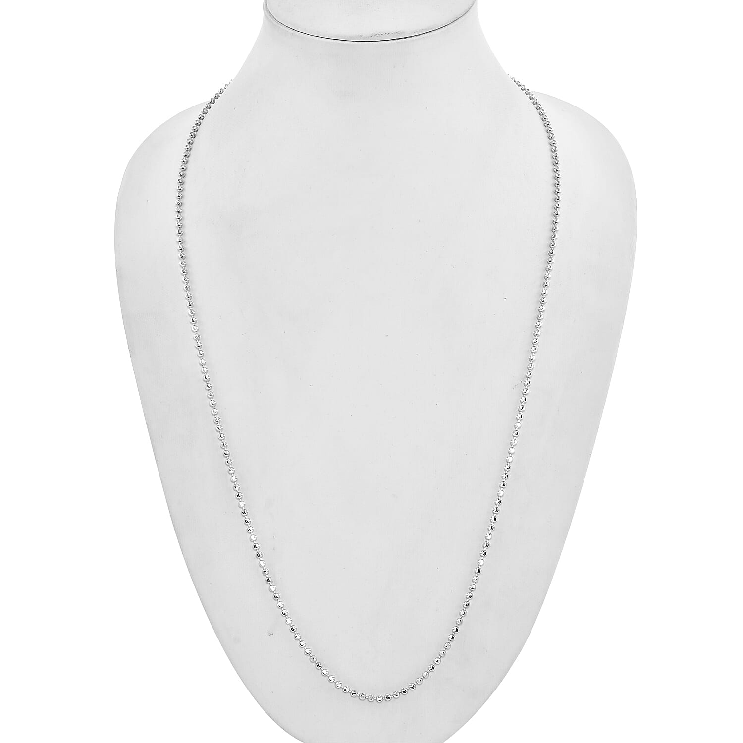 Royal Bali Collection - 9K White Gold Diamond Cut Ball Chain (Size 18), Gold wt 8.30 Gms