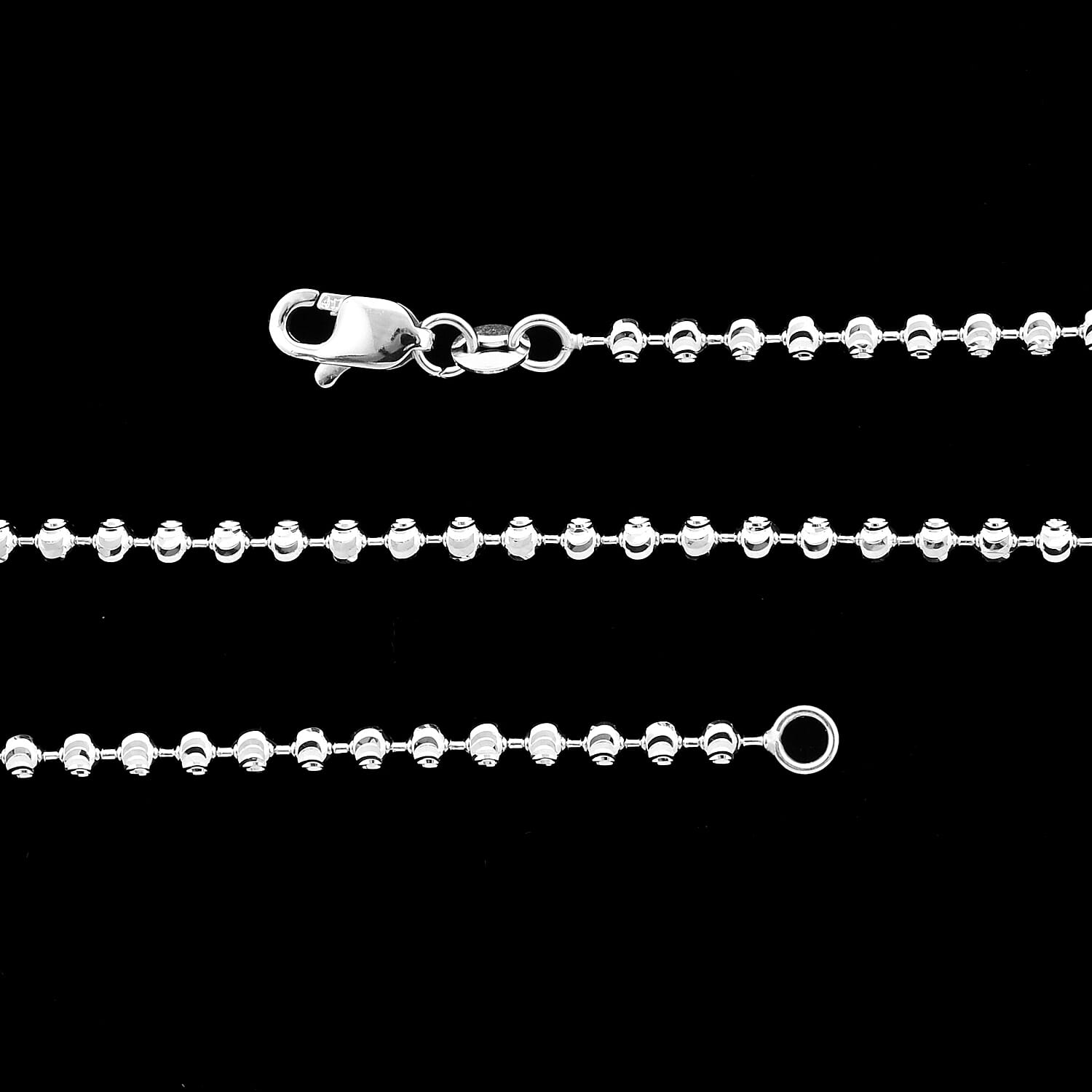 Royal Bali Collection - 9K White Gold Diamond Cut Ball Chain (Size 18), Gold wt 8.30 Gms