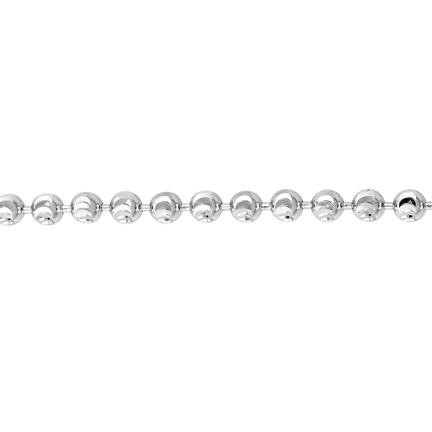 Royal Bali Collection - 9K White Gold Diamond Cut Ball Chain (Size 18), Gold wt 8.30 Gms
