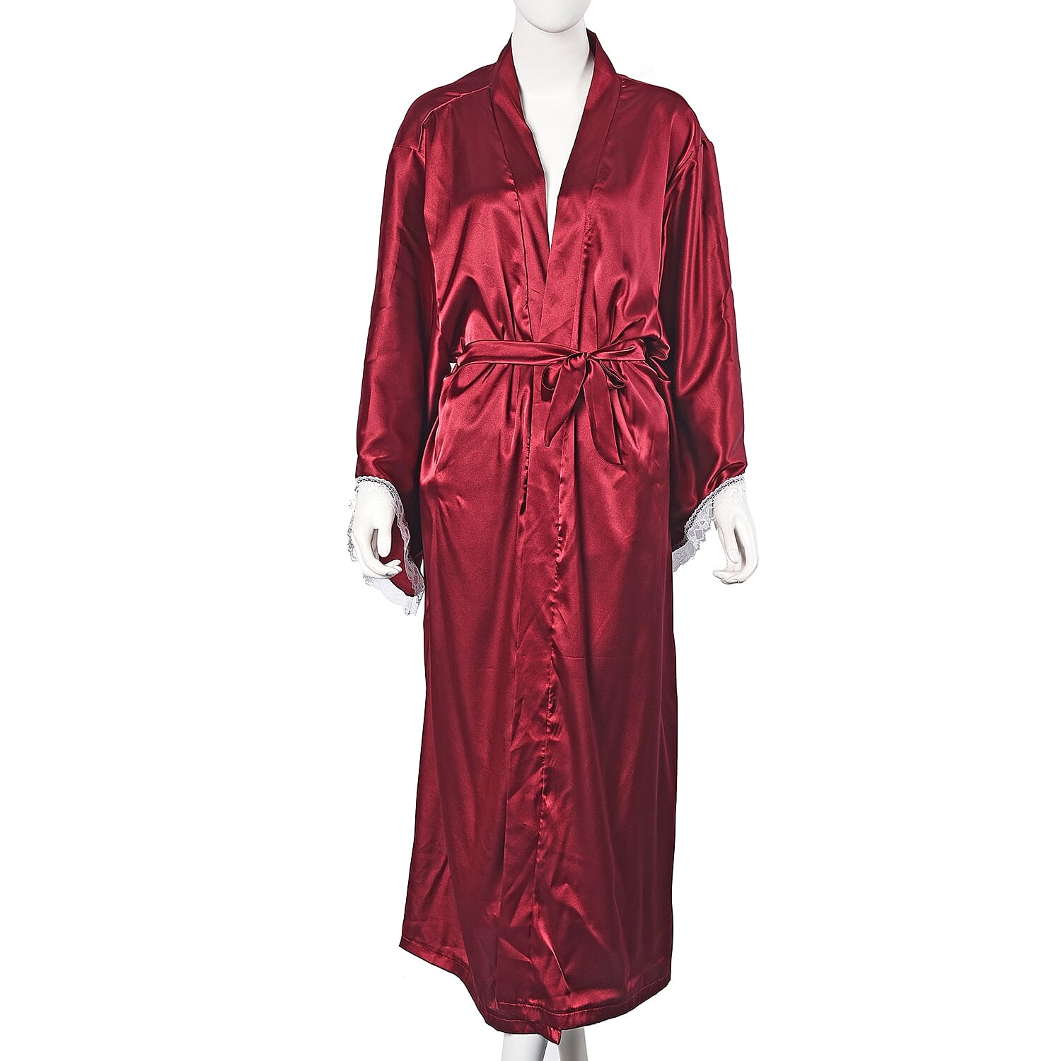 Solid Wine Colour Satin Feel Long Kimono (Size 65x130 Cm)