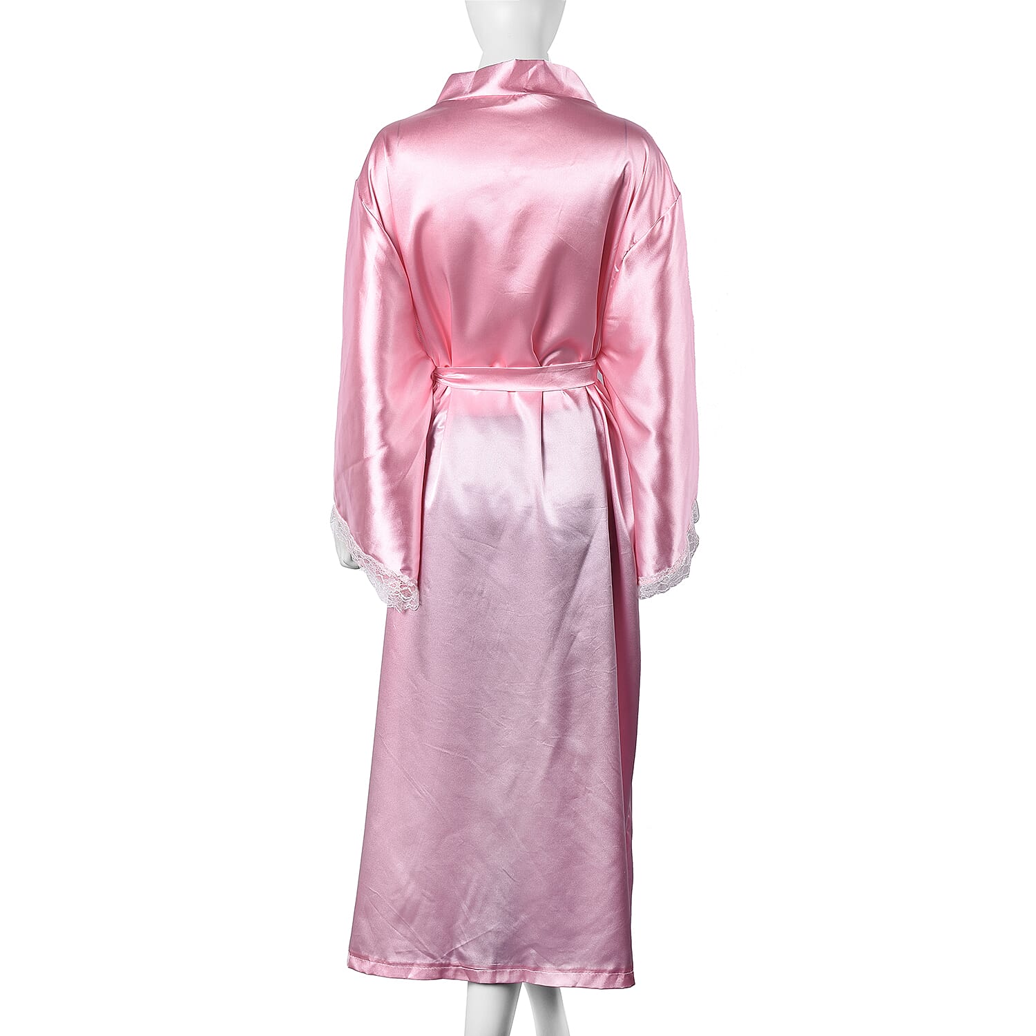 Solid Pink Colour Satin Feel Long Kimono (Size 65x130 Cm)