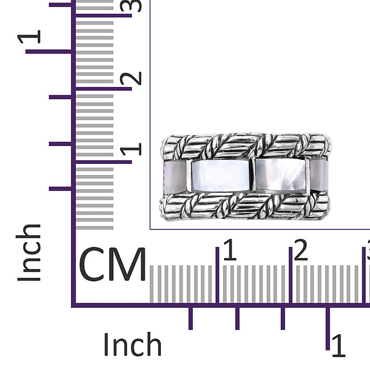 Royal Bali Collection - Mother of Pearl Eternity Band Ring in Sterling Silver, Silver wt 6.00 Gms