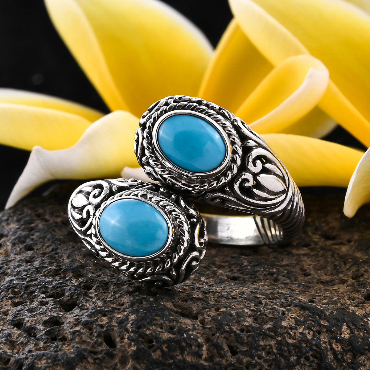 Royal Bali Collection Sleeping Beauty Turquoise Ring in Sterling  Silver,2.50 Ct