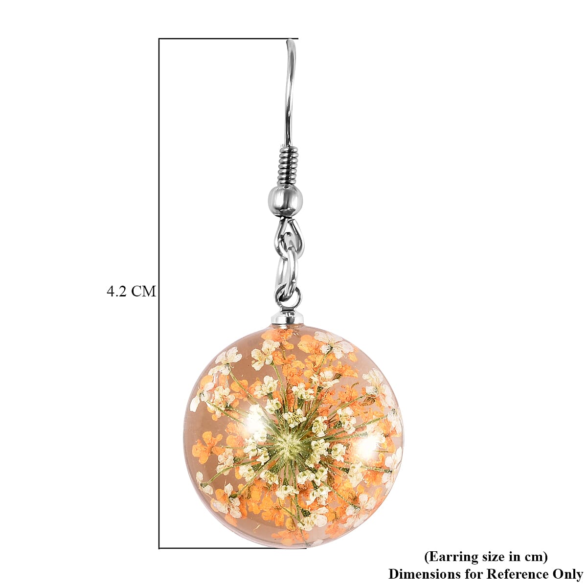 Pressed Flower Hook Earrings in Stainless Steel