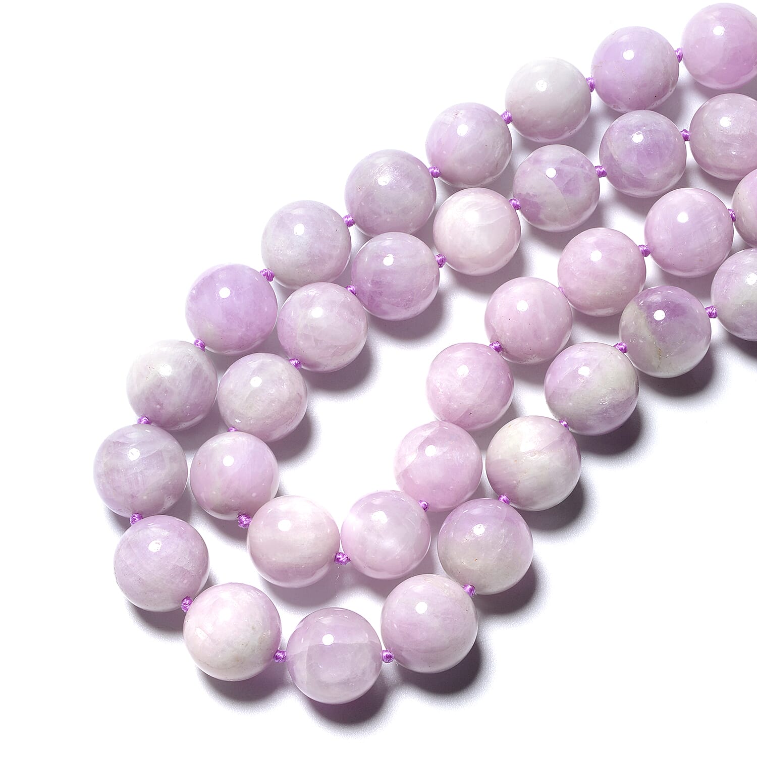 Tucson Special - AAA Kunzite (Rnd 12-14mm) Necklace (Size 30) in Rhodium Overlay Sterling Silver with Magnetic Lock  959.55 Ct.