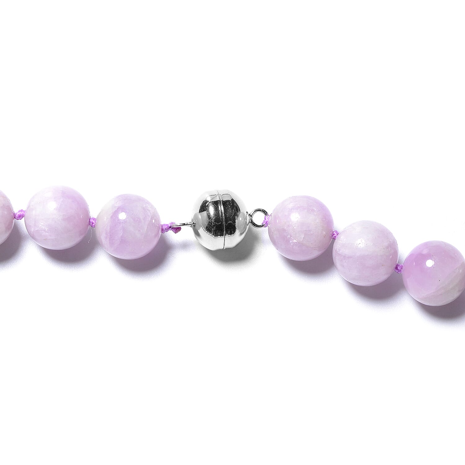 Tucson Special - AAA Kunzite (Rnd 12-14mm) Necklace (Size 30) in Rhodium Overlay Sterling Silver with Magnetic Lock  959.55 Ct.