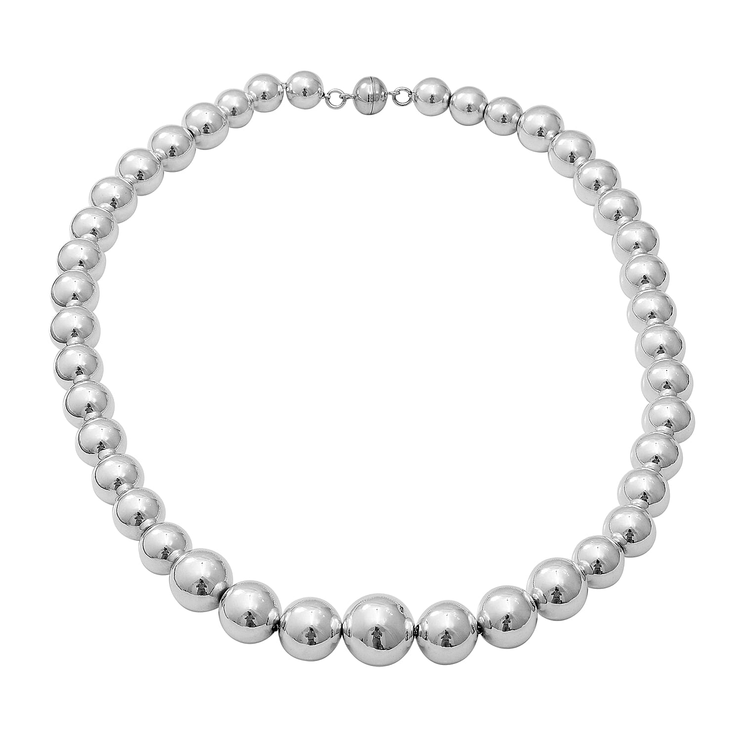 Designer Inspired- Sterling Silver Bead Necklace (Size 20.5), Silver wt 57.90 Gms with Magnetic Lock