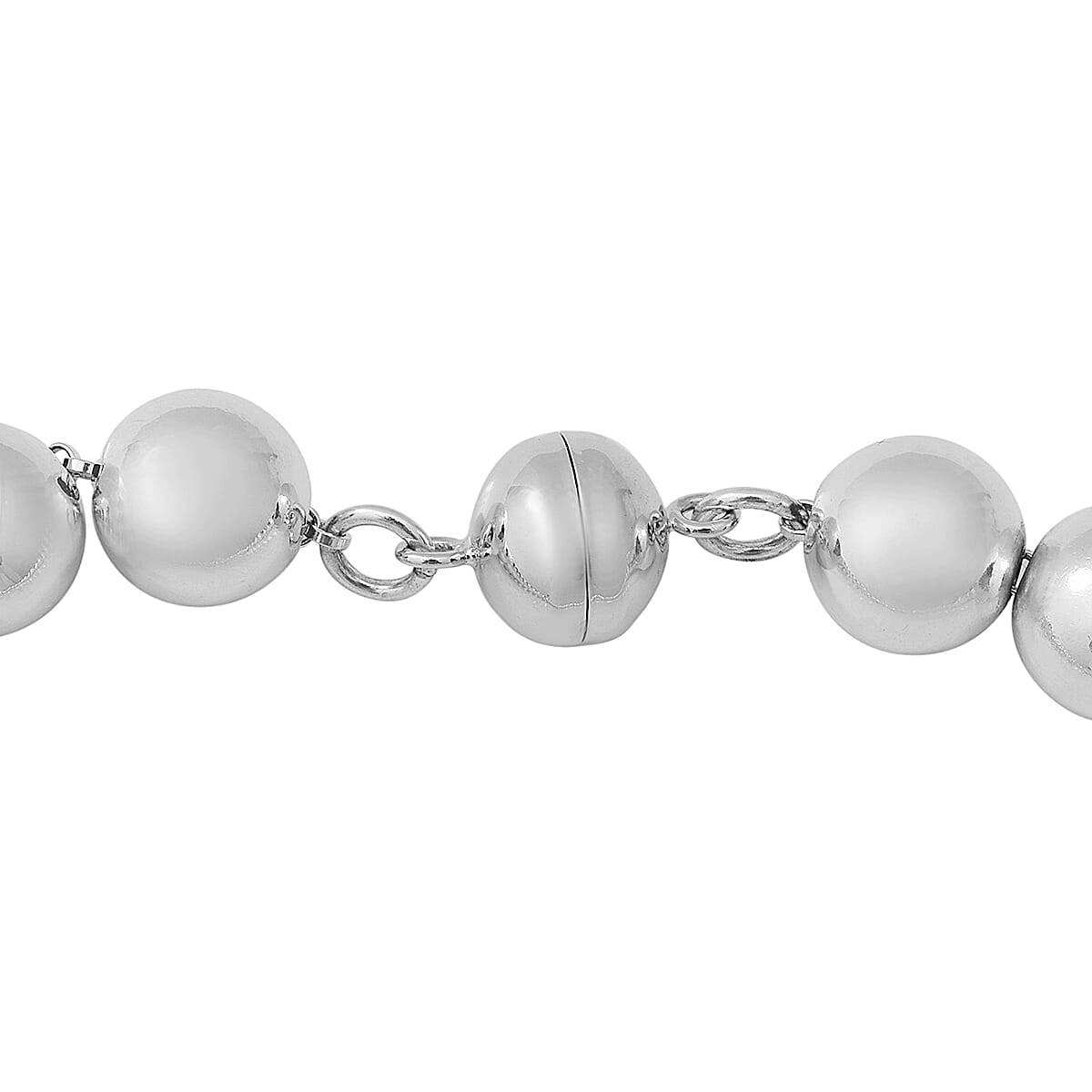 Designer Inspired- Sterling Silver Bead Necklace (Size 20.5), Silver wt 57.90 Gms with Magnetic Lock