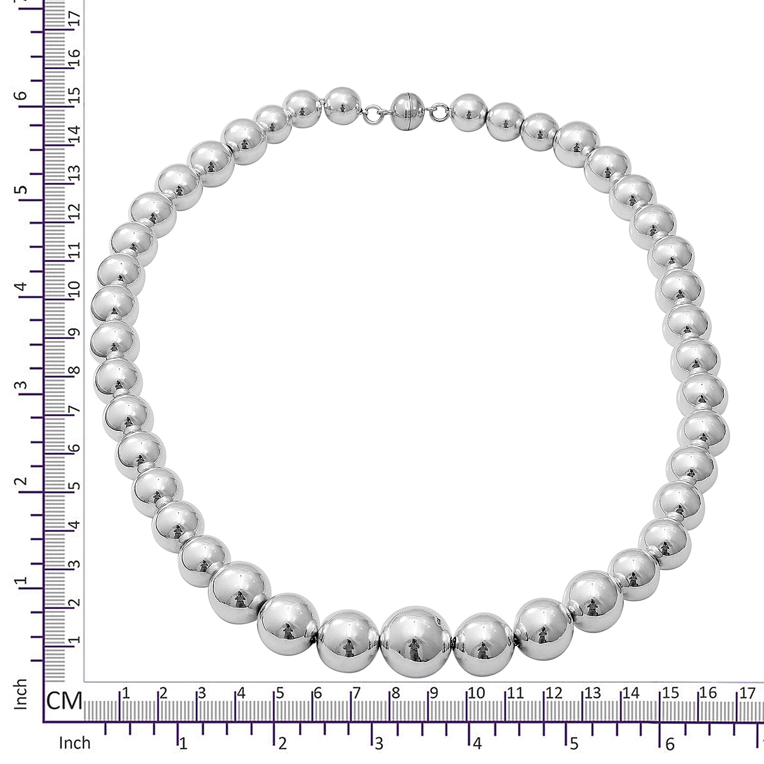 Designer Inspired- Sterling Silver Bead Necklace (Size 20.5), Silver wt 57.90 Gms with Magnetic Lock