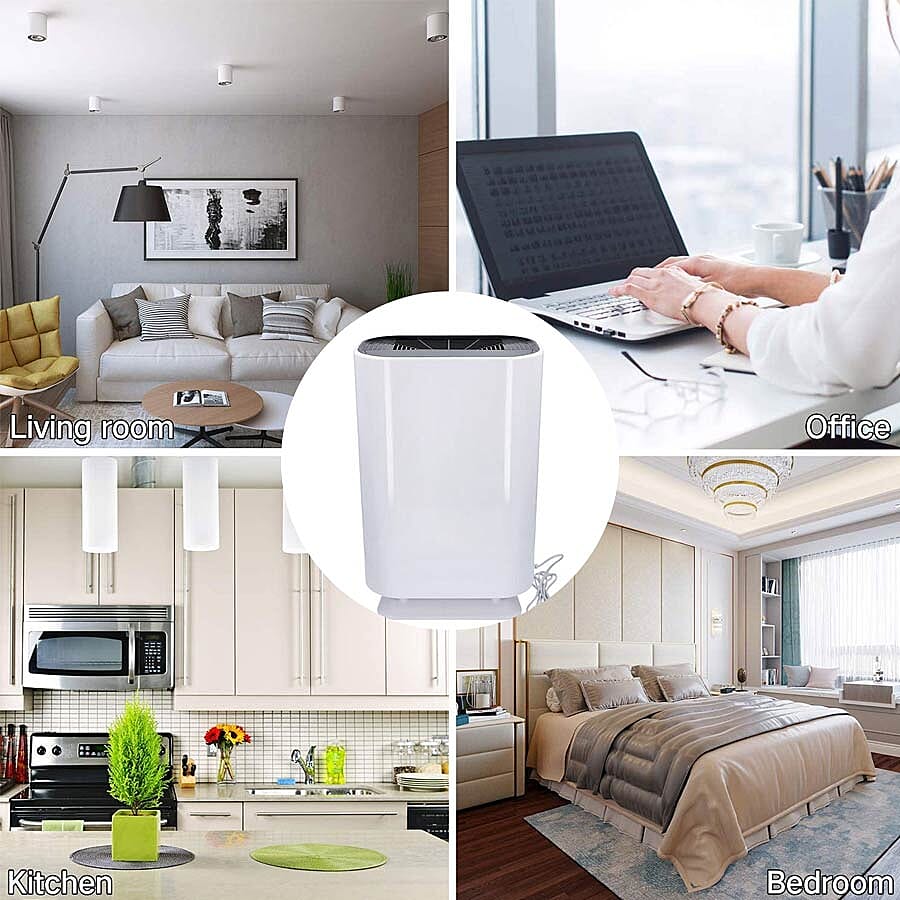 Multifunctional Home Air Purifier With HEPA Filter + Activated Carbon Filter with Remote Control (Size 33x22x50.5 Cm) - White