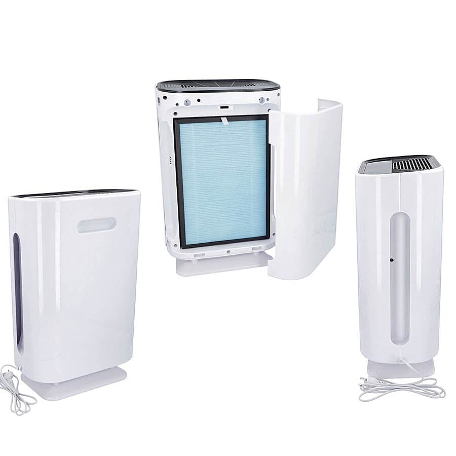 Multifunctional Home Air Purifier With HEPA Filter + Activated Carbon Filter with Remote Control (Size 33x22x50.5 Cm) - White