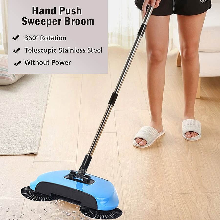 360 Degree Rotating Multi-functional 3-in-1 Sweeper Broom (Size 37x10x22 Cm) - Blue
