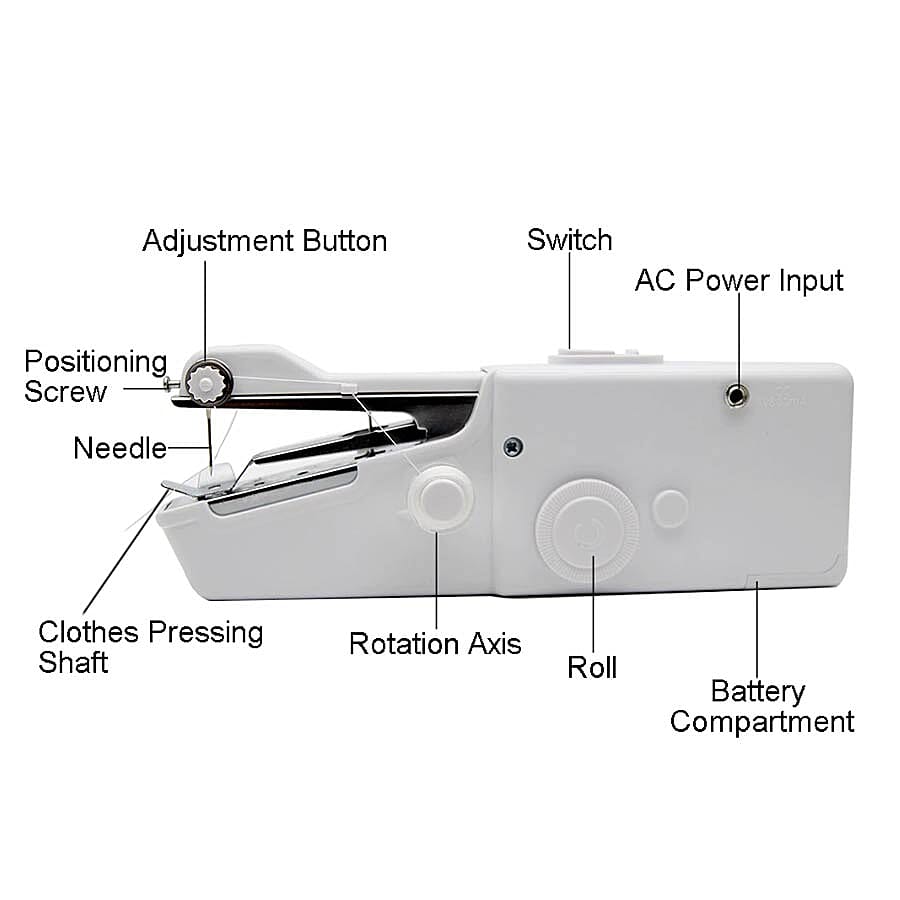 Portable Handy Sewing Machine (Size 21x7.2x4.7cm) - White