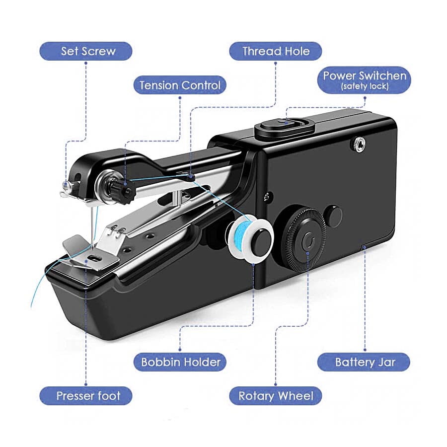 Portable Handy Sewing Machine (Size 21x7.2x4.7cm) - Black