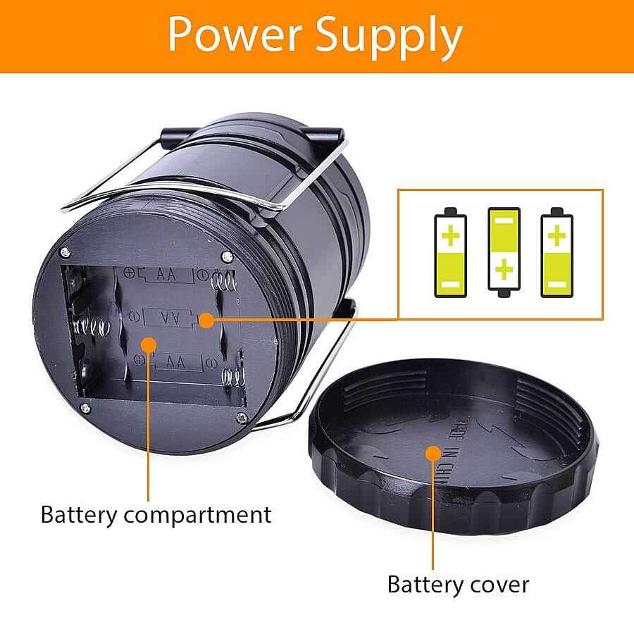 2 Pcs Set - Lightweight & Portable LED Camping Lantern with 30 LED (Size 12x8.5 Cm) (3xAA Batteries Not Included) - Black and White
