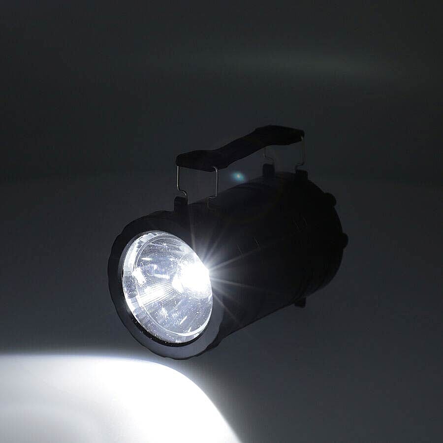 3 in 1 Flame Lantern with white LED Light, Flame Light and Flashlight (3xAA Battery Not Included) (Size 9x14 Cm) - Black