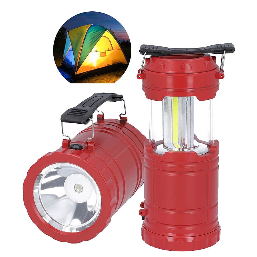3 in 1 Flame Lantern with white LED Light, Flame Light and Flashlight (3xAA Battery Not Included) (Size 9x14.5 Cm) - Red